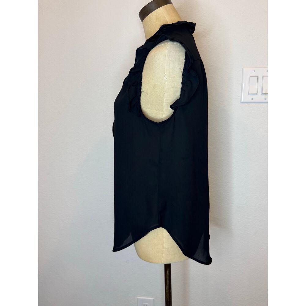 DKNY Black Ruffle Sleeveless Casual Shirt Top Blouse Women size S - Picture 2 of 6